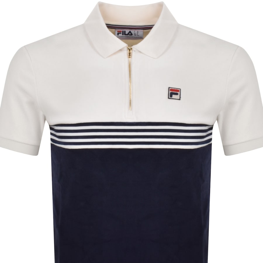 Fila Vintage Lennox Striped Velour Polo Navy